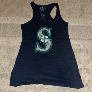 Majestic Seattle Mariners Racerback Tank Top Women's Size S. Long Blue W/Logo